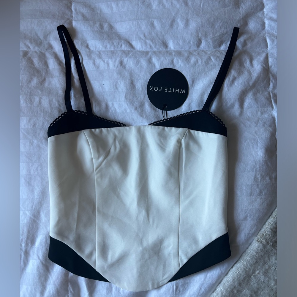 White Fox Black and White Bustier Top